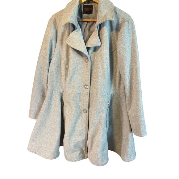 Yoki Gray Thick Buttoned Flare Hem Coat Sz 1XL - Picture 3 of 9